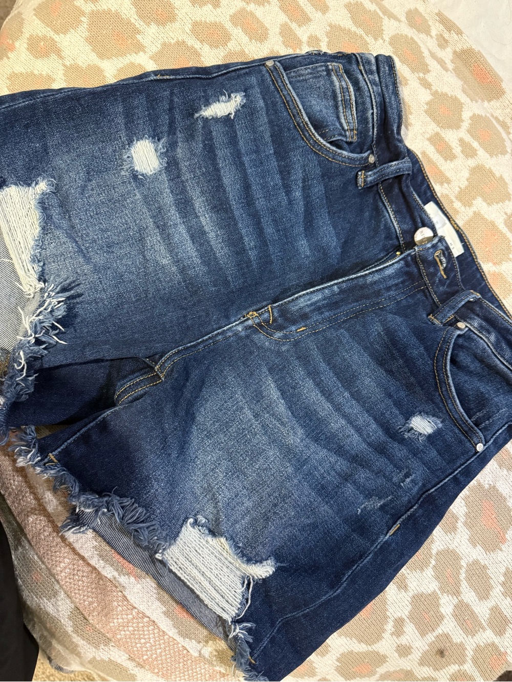 Women’s Distressed Dark Blue Denim Shorts